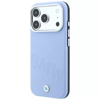 BMW Signature Inclined Deboss Letters MagSafe Case do iPhone 18 Pro / 17 Pro - Niebieski