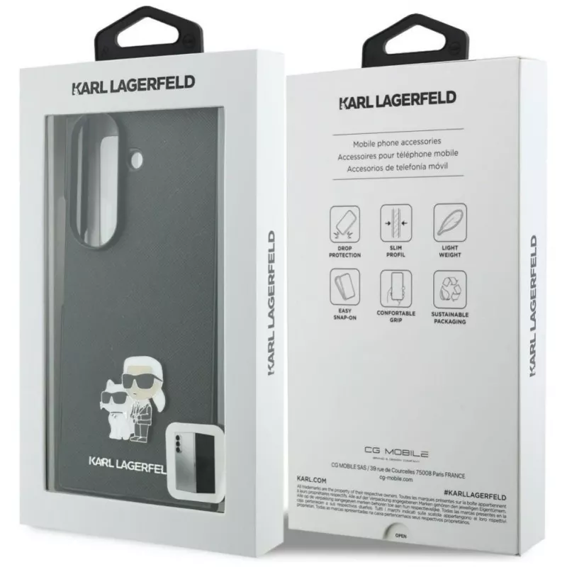 Karl Lagerfeld Saffiano Karl & Choupette Pin Case do Samsung Galaxy Z Fold 8 Ultra - Czarny