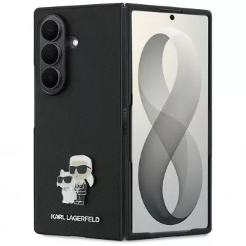 Karl Lagerfeld Saffiano Karl & Choupette Pin Case do Samsung Galaxy Z Fold 8 Ultra - Czarny