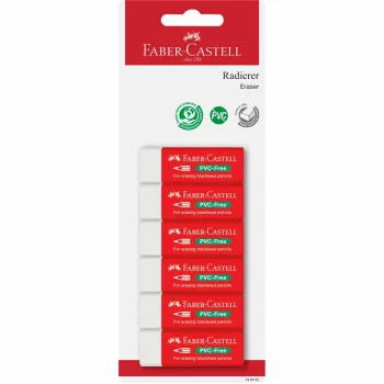 Faber-Castell Gumka bez PVC 7095-20, opakowanie 6 sztuk, biała