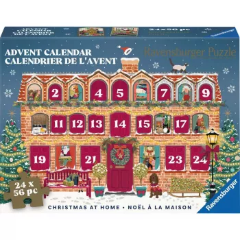 RAVENSBURGER Kalendarz adwentowy z puzzlami Święta w domu - 24 mini puzzle, 576 elementów, technologia Softclick