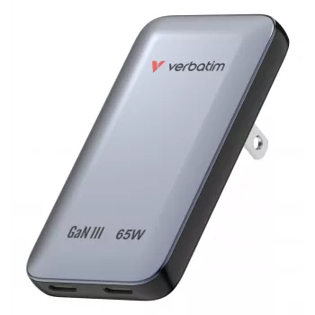 Verbatim Slim GaN Charger 2 Porty 65W (EU/UK/US) Szary