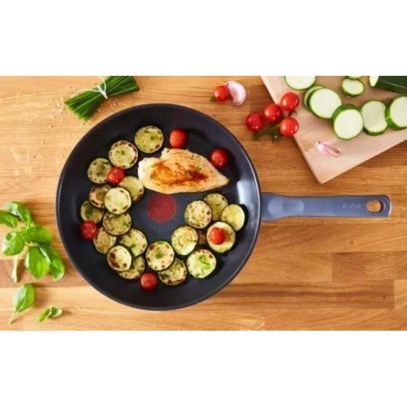 Tefal Daily Cook G7132S55 Zestaw patelni ze stali nierdzewnej 24/28 cm, tytanowa powłoka nieprzywierająca, indukcja, Thermo-Signal