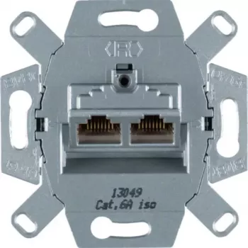 Hager WDF410862 Ekranowany moduł gniazda danych Cat.6A RJ45, 2-portowy, podtynkowy, 10G, biały