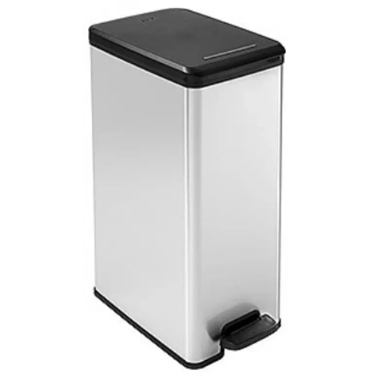 Curver Slim Bin 40L kwadratowy plastik czarny, srebrny