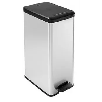 Curver Slim Bin 40L kwadratowy plastik czarny, srebrny