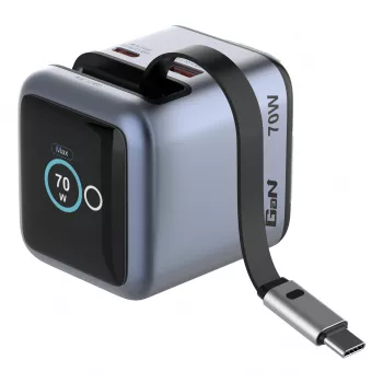 Verbatim Mini GaN Charger 70W z chowanym kablem USB-C