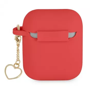 GUESS GUA2LSCHSR Etui na AirPods 1/2 Czerwony Silikonowy Urok Kolekcji Charm Heart