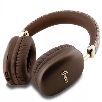 GUESS GUE003639 Gcube Metaliczny Logo Słuchawki Nauszne Bluetooth Brązowy