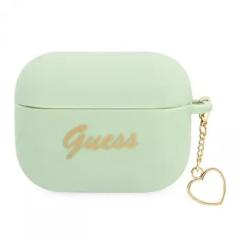 GUESS GUAPLSCHSN Pokrowiec na AirPods Pro Zielony Silikonowy Charm Heart Collection