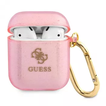 GUESS Glitter Collection etui ochronne do Apple AirPods 1/2 - różowe