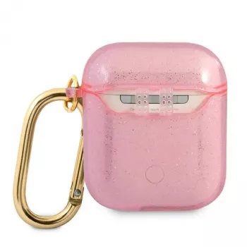 GUESS Glitter Collection etui ochronne do Apple AirPods 1/2 - różowe