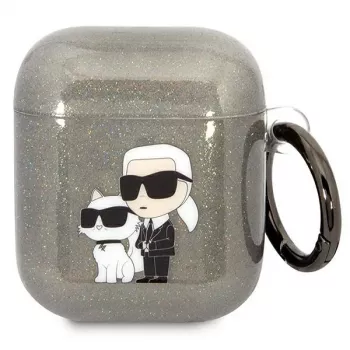 Karl Lagerfeld KLA2HNKCTGK AirPods 1/2 etui Black Glitter Karl & Choupette