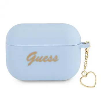 Guess GUAPLSCHSB AirPods Pro etui niebieskie silikonowe z serduszkiem Kolekcja Charm Heart