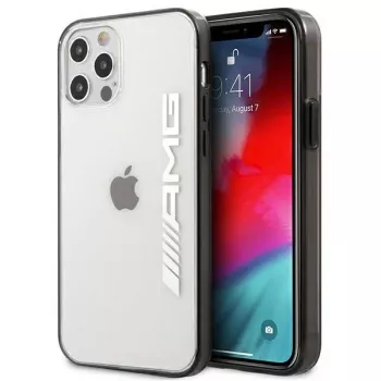AMG AMHCP12LAESLBK iPhone 12 Pro Max przezroczyste twarde etui z metaliczną czarną ramką