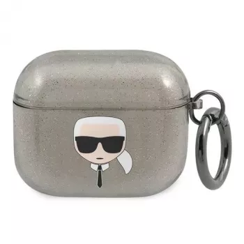 Karl Lagerfeld KLA3UKHGK AirPods 3 etui Black Glitter Karl's Head