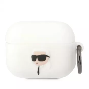 Karl Lagerfeld KLAPRUNIKH Etui AirPods Pro Białe Silikonowe Karl Head 3D