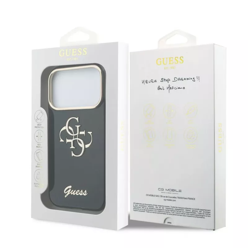 GUESS IML 4G Script Metal etui do iPhone 18 Pro / 17 Pro - czarny