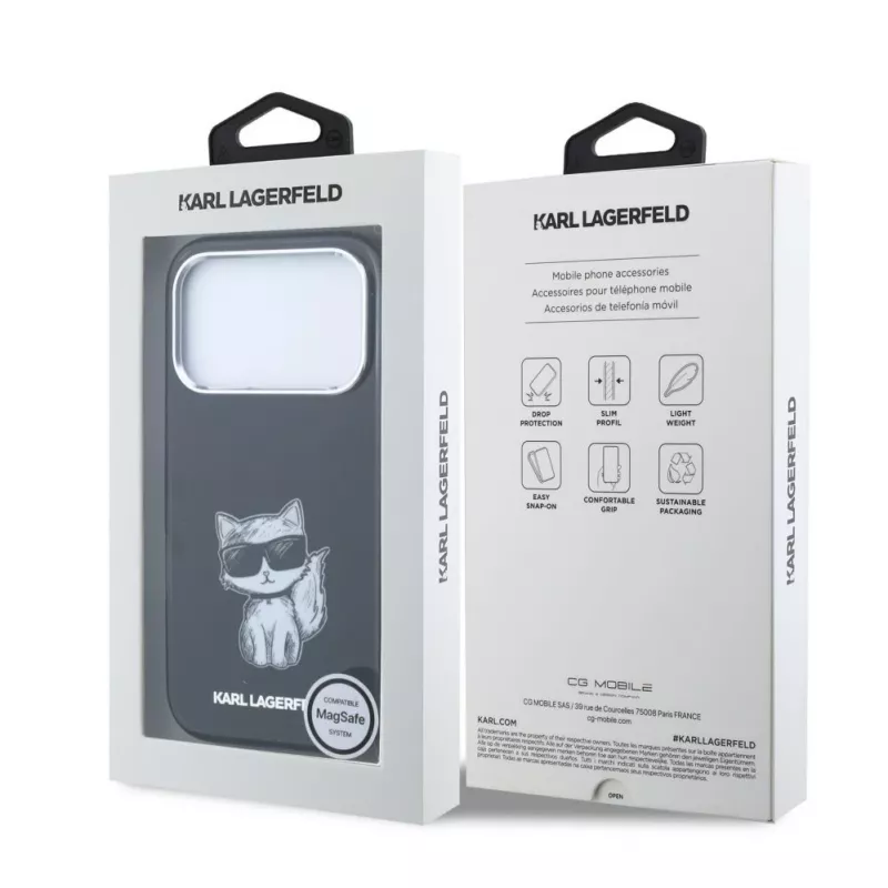 Karl Lagerfeld IML Choupette Body Sketch Print MagSafe Case do iPhone 18 Pro / 17 Pro - Czarny