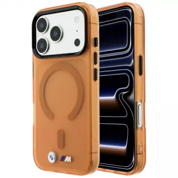 BMW M IML Mrożone Metalowe Logo i Ozdoby Etui MagSafe do iPhone 18 Pro / 17 Pro - Pomarańczowy