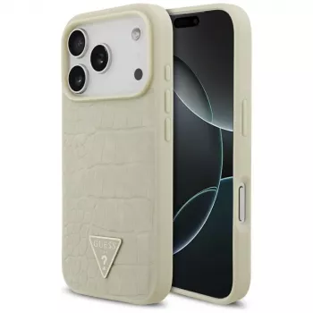 GUESS Croco Triangle Logo MagSafe Case do iPhone 17 Pro - Złoty