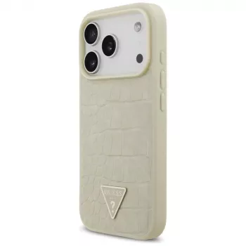 GUESS Croco Triangle Logo MagSafe Case do iPhone 17 Pro - Złoty
