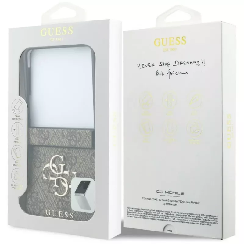 GUESS Big 4G Logo twarde etui do Samsung Galaxy Z Flip4 - brązowy