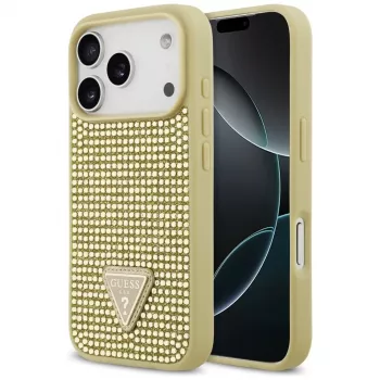 GUESS Rhinestone Triangle Logo Etui do iPhone 17 Pro - Złoty