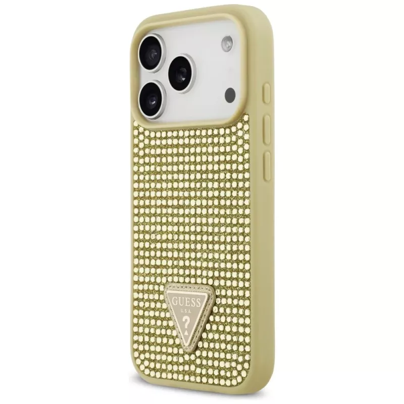 GUESS Rhinestone Triangle Logo Etui do iPhone 17 Pro - Złoty