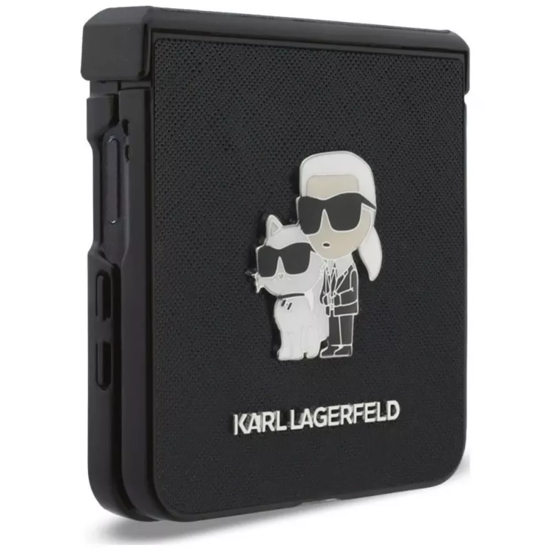 Karl Lagerfeld Karl & Choupette Saffiano Pins Etui na Samsung Galaxy Z Flip5 - Czarny