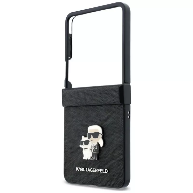 Karl Lagerfeld Karl & Choupette Saffiano Pins Etui na Samsung Galaxy Z Flip5 - Czarny