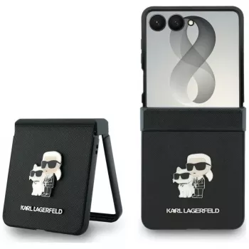Karl Lagerfeld Karl & Choupette Saffiano Pins Etui na Samsung Galaxy Z Flip5 - Czarny