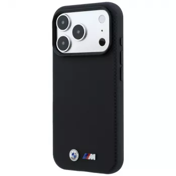 Etui BMW M Quadrille Kevlar z metalowym logo, MagSafe do iPhone 18 Pro / 17 Pro - czarne