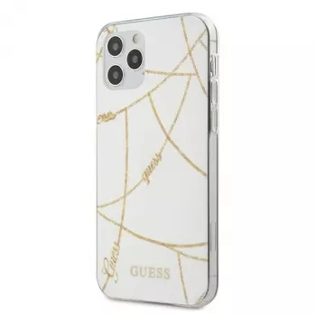GUESS Gold Chain Collection twarde etui do Apple iPhone 12 Pro Max - Białe