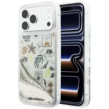 Karl Lagerfeld Liquid Glitter Beach & Sand etui do iPhone 18 Pro Max / 17 Pro Max – Beżowy