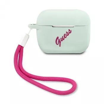 GUESS Vintage Silikonowe etui na AirPods Pro - niebiesko-fuksjowy