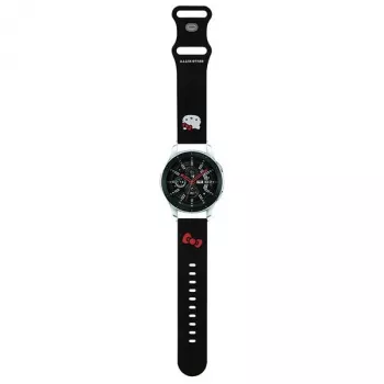 Hello Kitty Silikonowy pasek do smartwatcha z motywem głowy Kitty 22 mm czarny