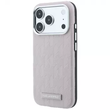 Karl Lagerfeld Grained Mono Resin Logo MagSafe Case do iPhone 18 Pro / 17 Pro - Różowy