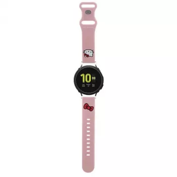 Hello Kitty Uniwersalny Silikonowy Pasek do Zegarka z Motywem Główki Kitty, Różowy, 20mm