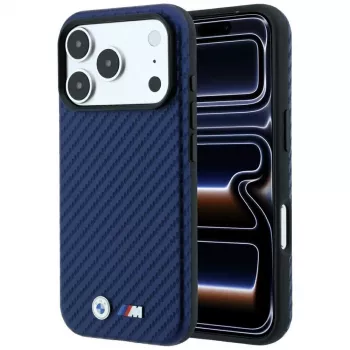 Etui BMW M Carbon Metal Logo MagSafe na iPhone 18 Pro Max / 17 Pro Max - Granatowy