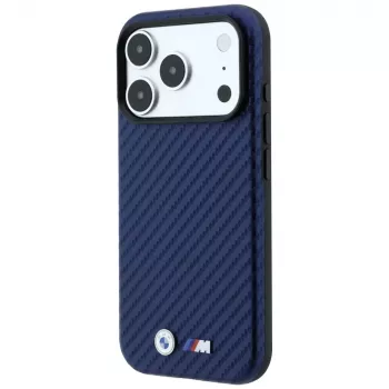 Etui BMW M Carbon Metal Logo MagSafe na iPhone 18 Pro Max / 17 Pro Max - Granatowy