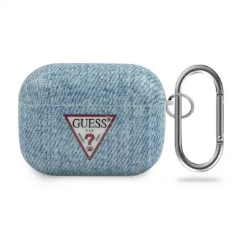 GUESS Jeans Collection Jasnoniebieskie etui na AirPods Pro z karabińczykiem