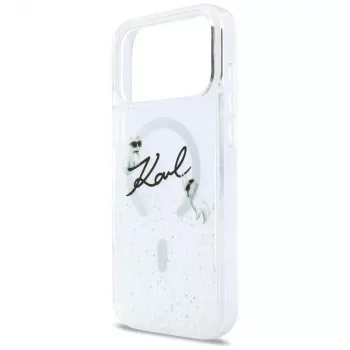 Karl Lagerfeld Liquid Glitter Karl Script Logo MagSafe etui do iPhone 17 Pro Przezroczyste