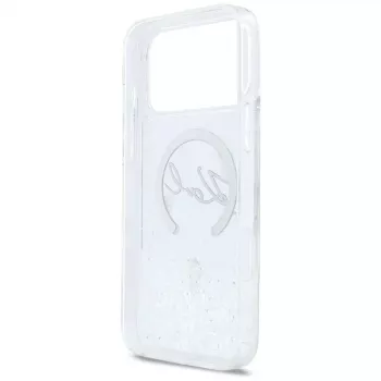 Karl Lagerfeld Liquid Glitter Karl Script Logo MagSafe Case do iPhone 17 Pro Max, Transparent
