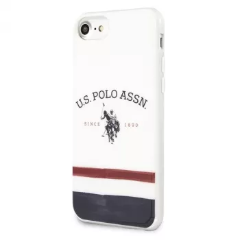 U.S. POLO ASSN. USHCI8PCSTRB Etui do iPhone 7/8/SE 2020/SE 2022 Białe, wzór trójkolorowy