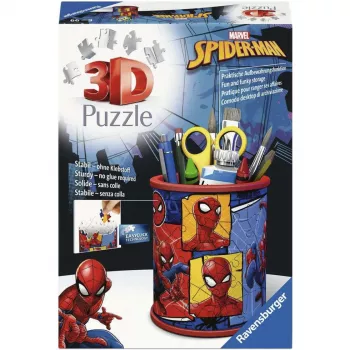 RAVENSBURGER 3D Puzzle Pojemnik na Długopisy Spider-Man - 54 elementy, Oficjalny Marvel, Easy Click