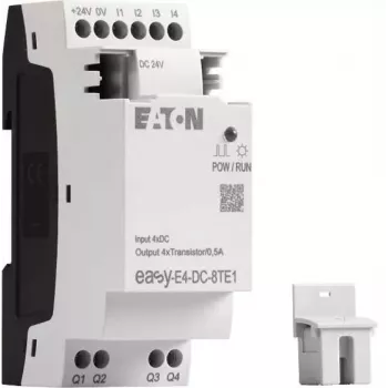 Eaton easyE4 DC 8TE1 Moduł rozszerzeń cyfrowych I/O, 4DI/4DO, 24V DC, tranzystor PNP