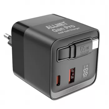 ALLNET 65W GaN USB-C PD ładowarka ścienna z Quick Charge 3.0, 2x USB-C i 1x USB-A