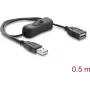 Delock USB Power Extension Cable Type-A Męski do Żeńskiego z Przełącznikiem 0,5 m Czarny