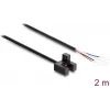 Delock Czujnik fotoelektryczny widełkowy 5 mm Typ F z 4 otwartymi końcówkami kabla, NPN, przełączany Light-ON/Dark-ON, 2 m